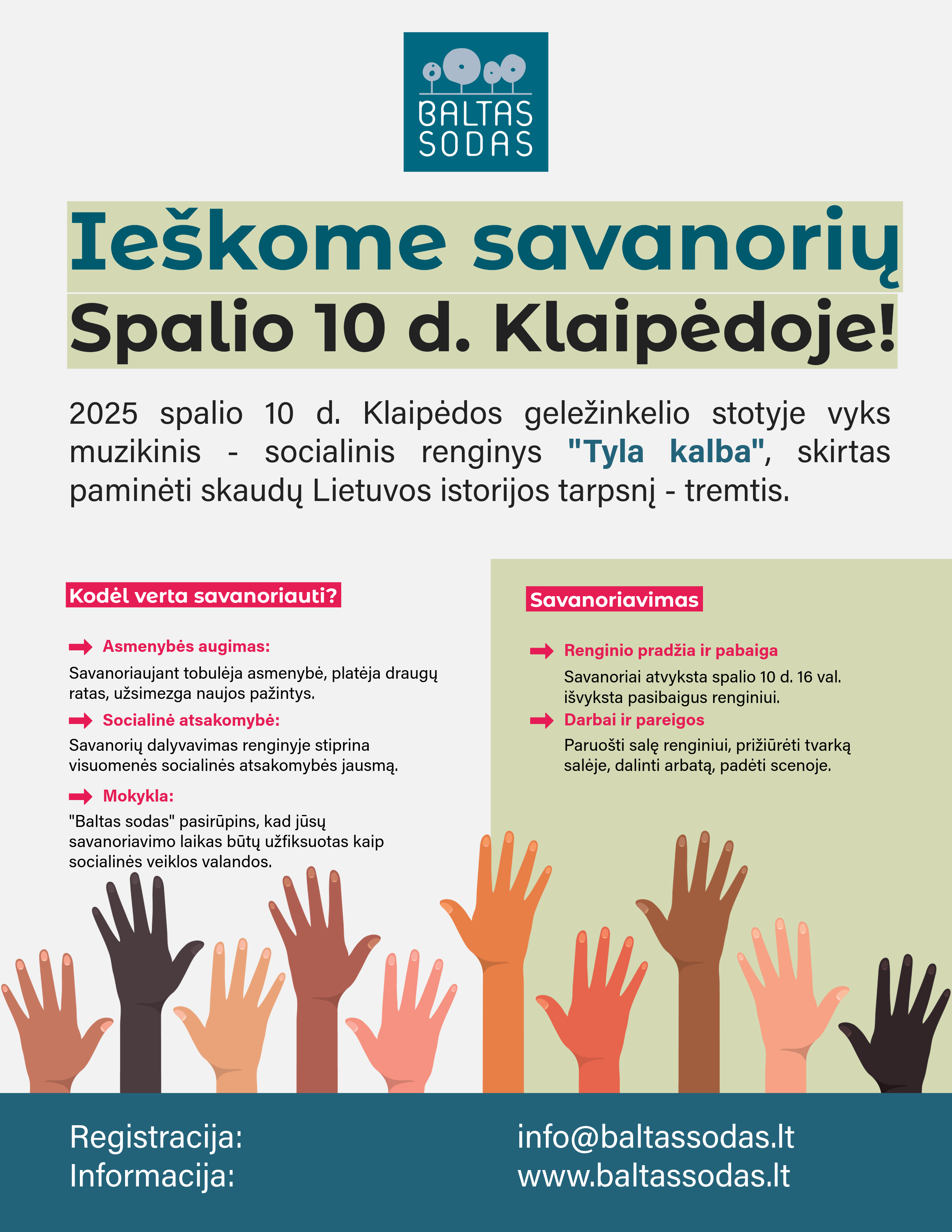 Spalio 10 d. renginiui ieškome savanorių